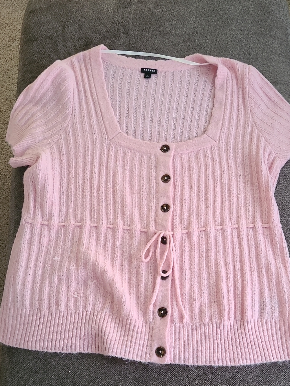 Pink Torrid Soft Short Sleeve Sweater